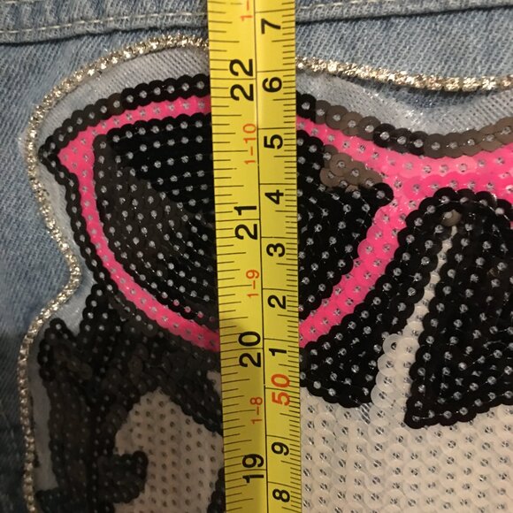 I AM BETTY BOOP Handmade Long Distressed Denim Jacket Showstopper Large Jac1 - Picture 9 of 15